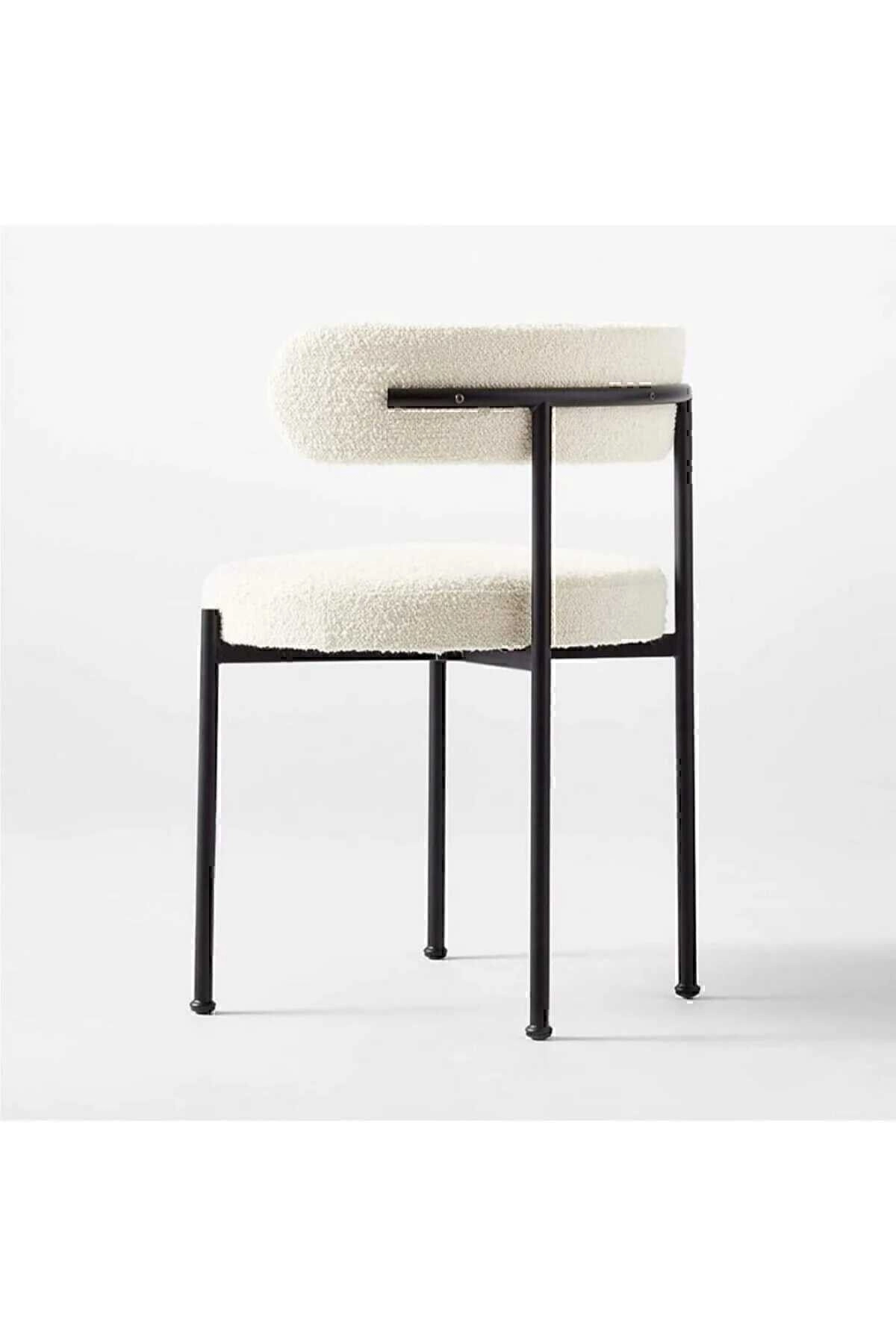 4 Sandalye 1 Adet 90 Cm Çap Masa Teddy Pufuduk Kumaş Salon Mutfak Balkon-5