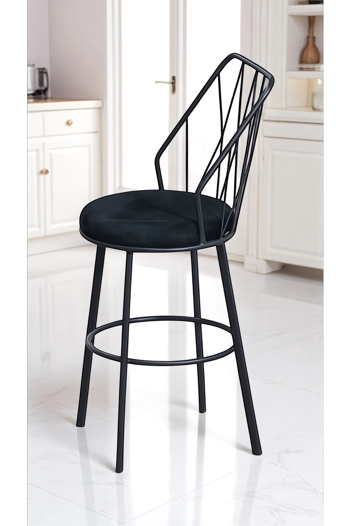 6 Adet Yıldız Bar Sandalyesi Yüksek Oturumlu Sandalye-1