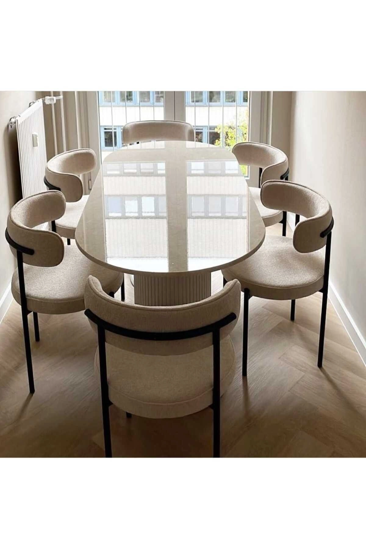 6'lı Teddy Sandalye Mutfak Sandalyesi Salon Sandalyesi Cafe (MASASIZ)beyaz Tek Renk-1