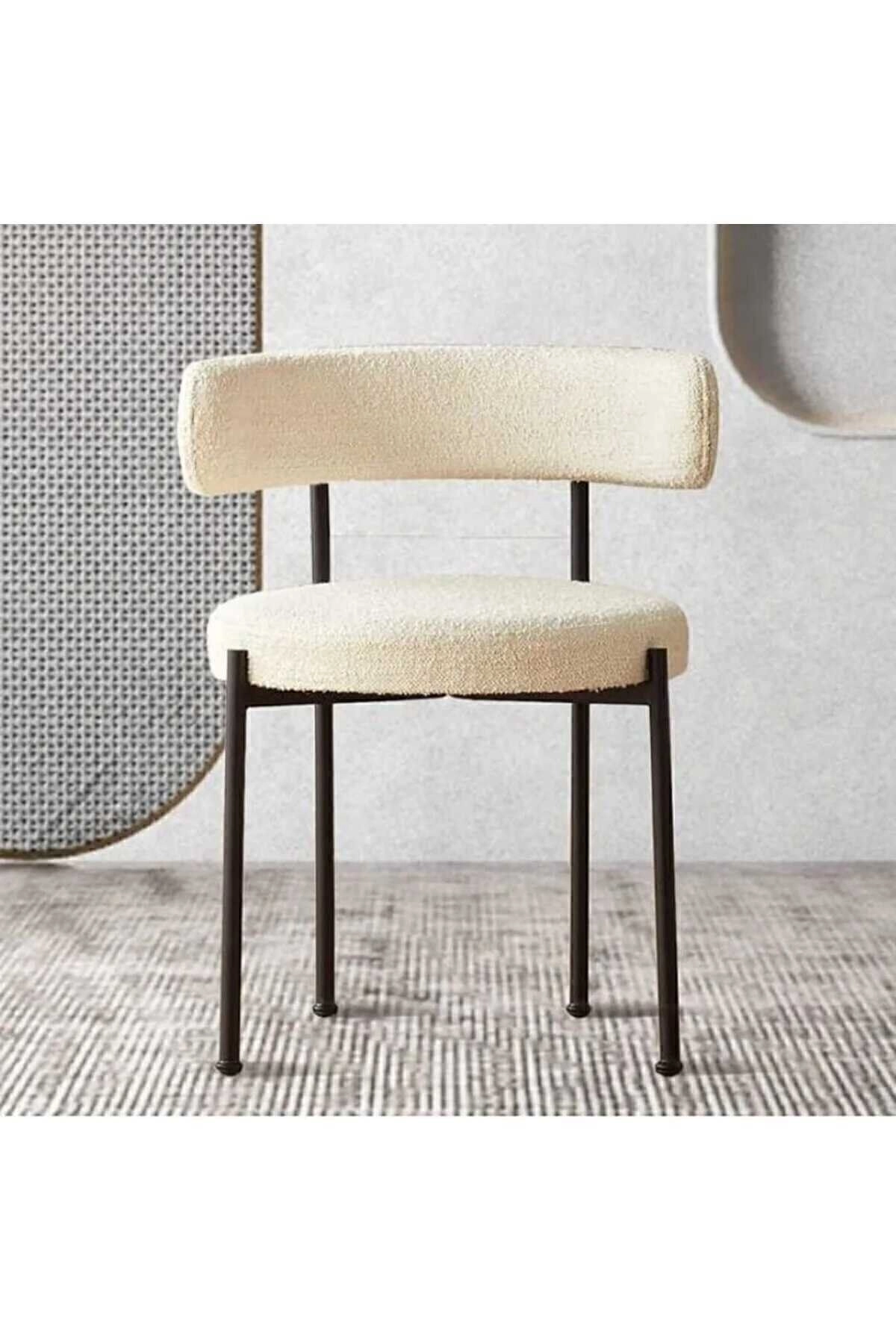 6'lı Teddy Sandalye Mutfak Sandalyesi Salon Sandalyesi Cafe (MASASIZ)beyaz Tek Renk-2