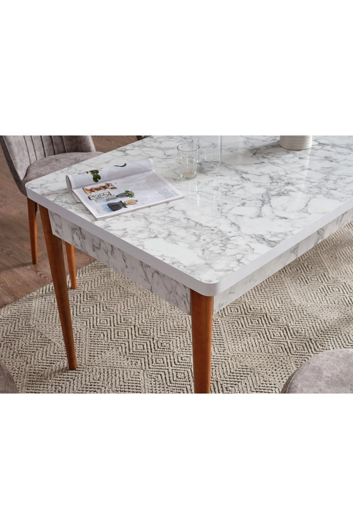 80x130(KAPALI) 80x170(AÇIK) Yemek Odası Takımı Mutfak Masası Takımı Yemek Masası 6 Kişilik-3