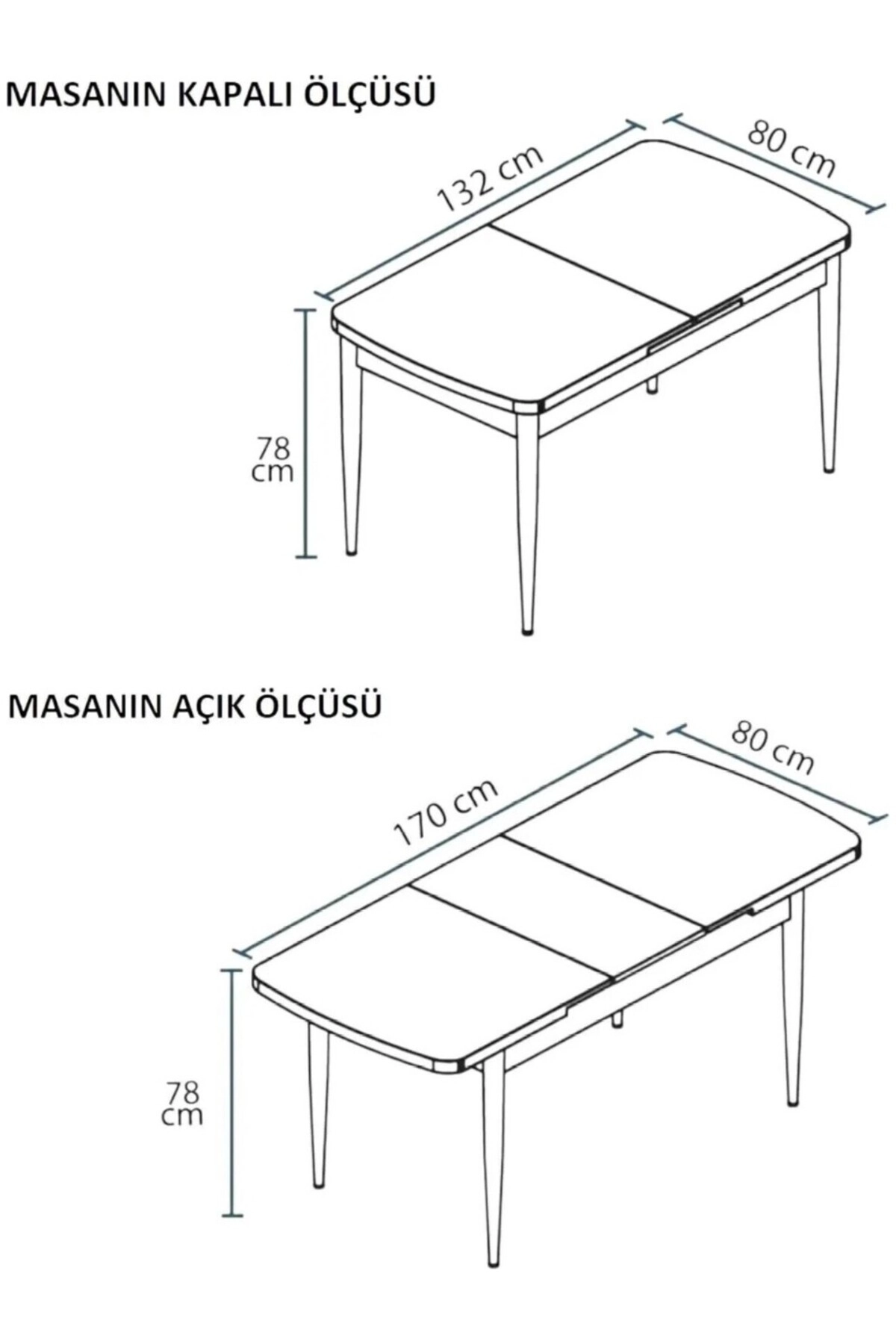 80x170 Mdf Açılır Mutfak Masası - Beyaz-1