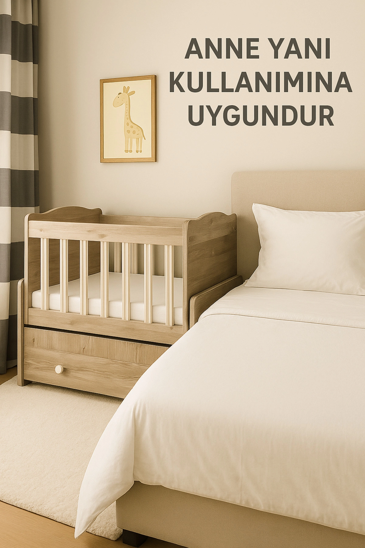 Çekmeceli Sallanır Anne Yanı Bebek Beşiği 50 x 100-1