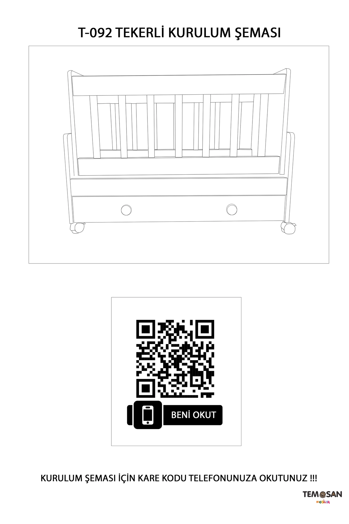 Çekmeceli Sallanır Anne Yanı Bebek Beşiği 50 x 100-4