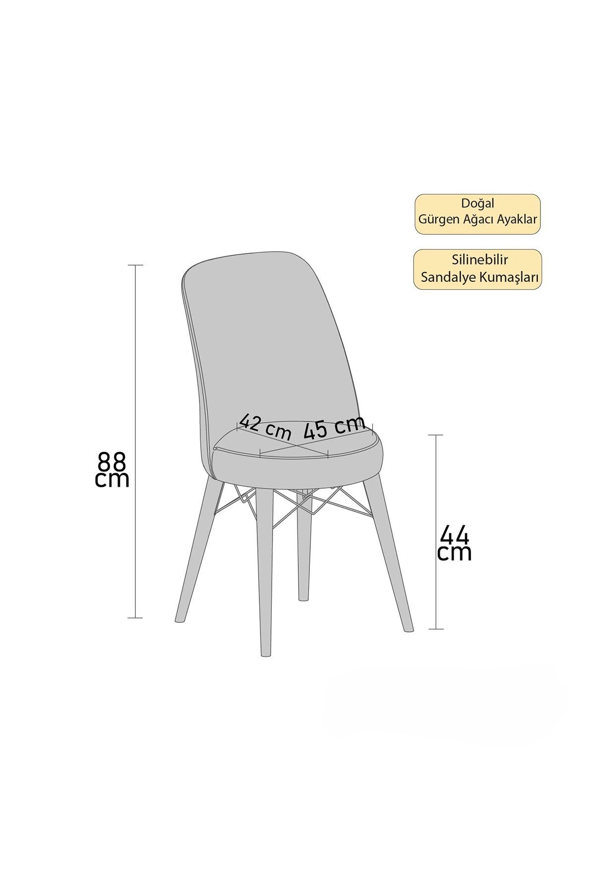GOLD FLEX Comfort Serisi 1 Adet Gold Mutfak ve Yemek Odası Sandalyesi-3