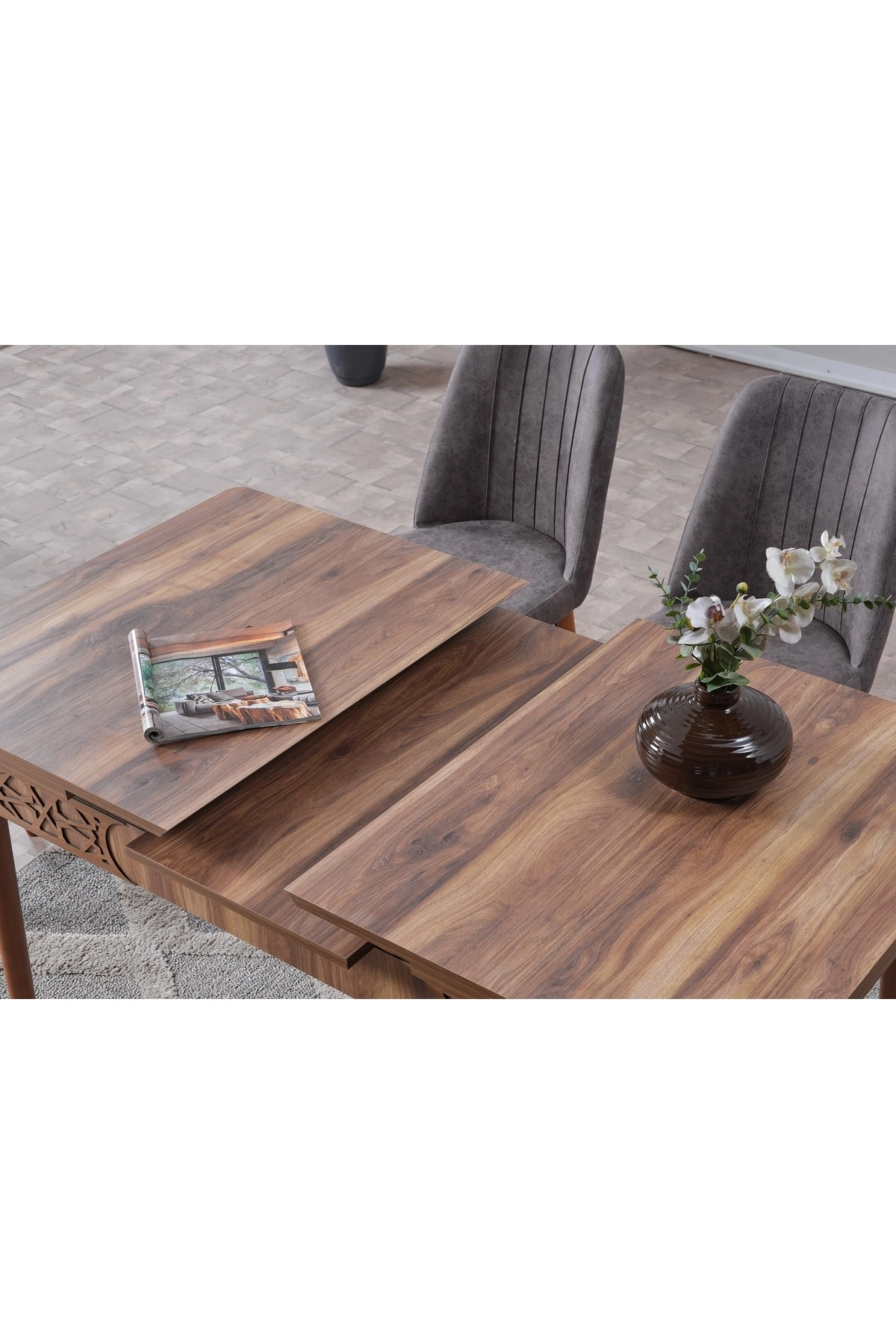 Lale Açılır 6 Kişilik Mutfak Masası Takımı Yemek Masası Takımı-1