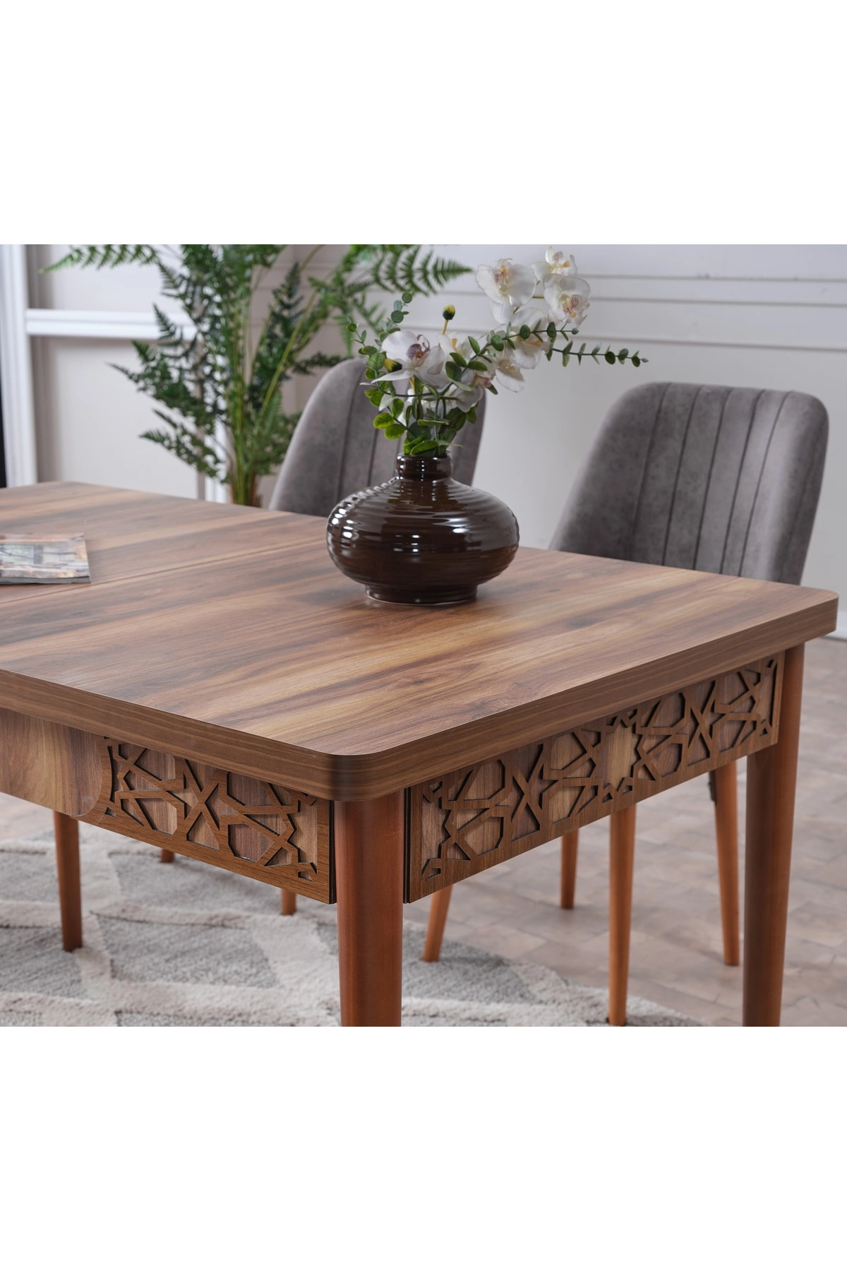 Lale Açılır 6 Kişilik Mutfak Masası Takımı Yemek Masası Takımı-2