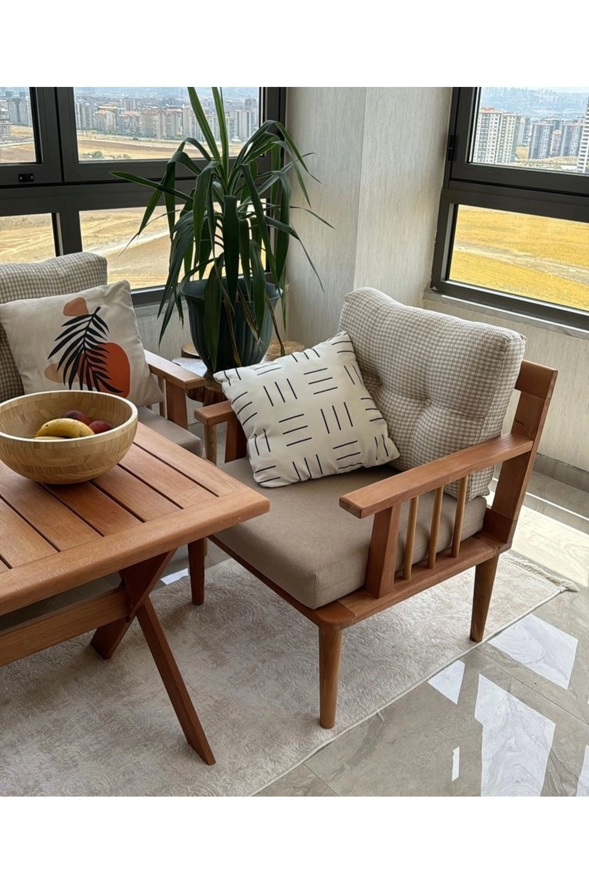 Masif Ahşap Bahçe Balkon takımı-2