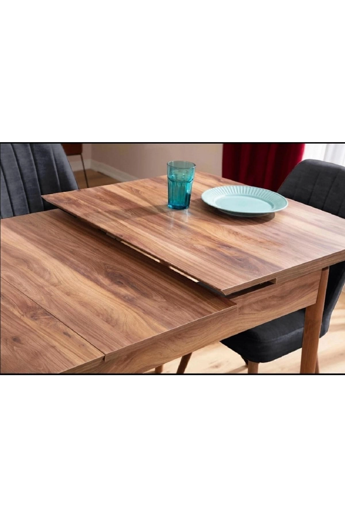 Mutfak Masası Takımı | 4 Kişilik Açılır Masa Sandalye Takımı | Yemek Masası | Masa Takımı - Antrasit-4