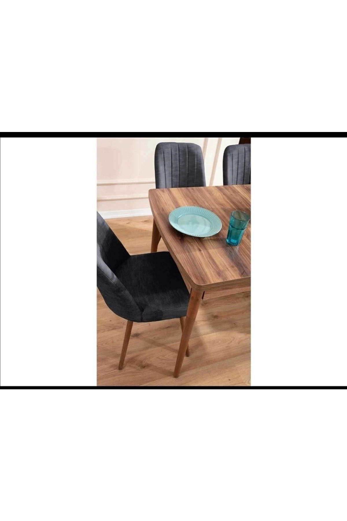 Mutfak Masası Takımı | 6 Kişilik Açılır Masa Sandalye Takımı | Yemek Masası | Masa Takımı - Antrasit-5