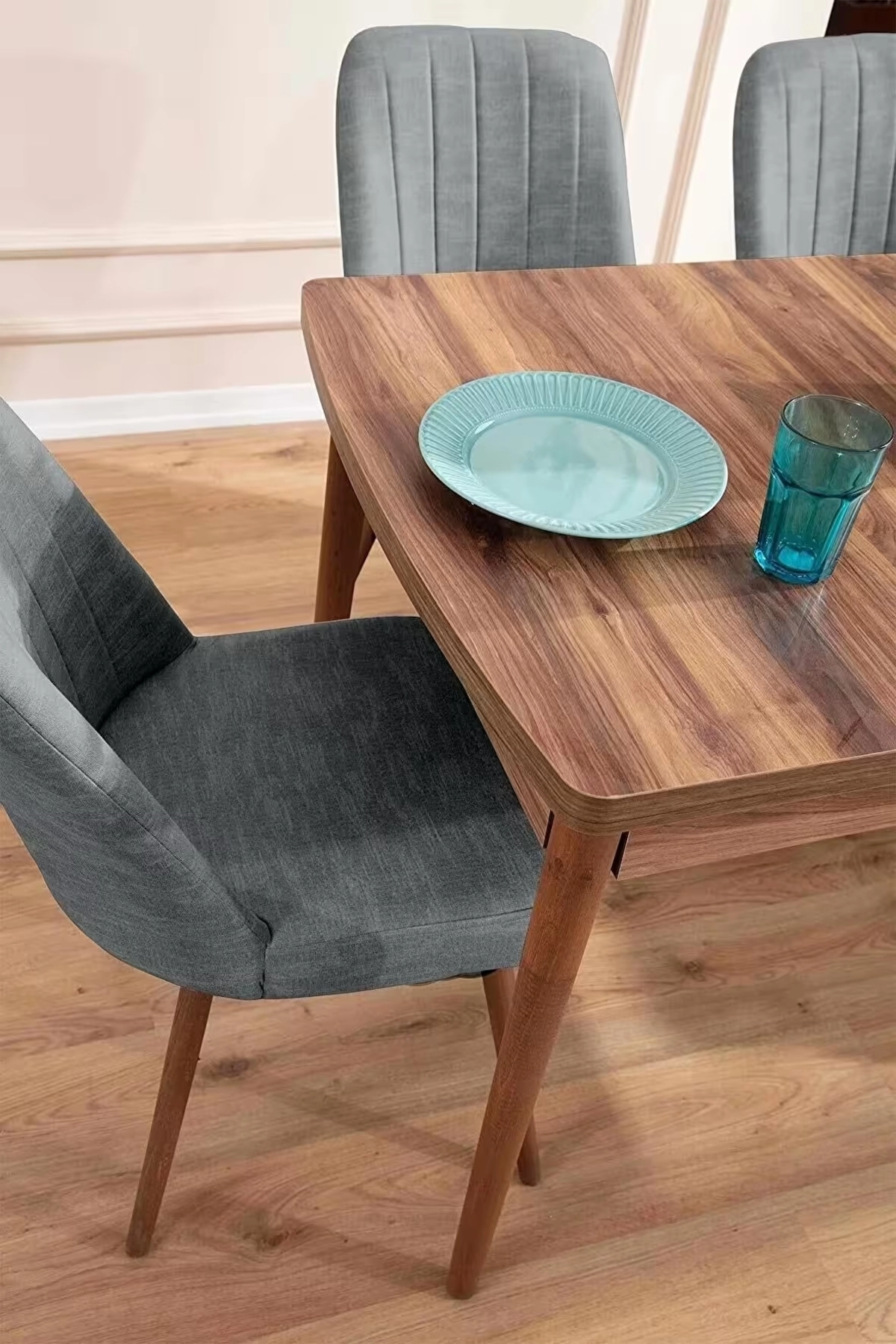 Mutfak Masası Takımı | 6 Kişilik Açılır Masa Sandalye Takımı | Yemek Masası | Masa Takımı - Gri-2