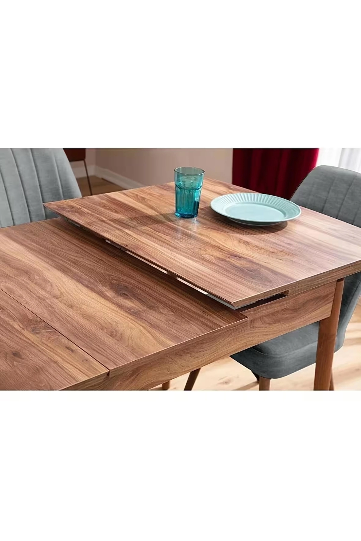 Mutfak Masası Takımı | 6 Kişilik Açılır Masa Sandalye Takımı | Yemek Masası | Masa Takımı - Gri-3