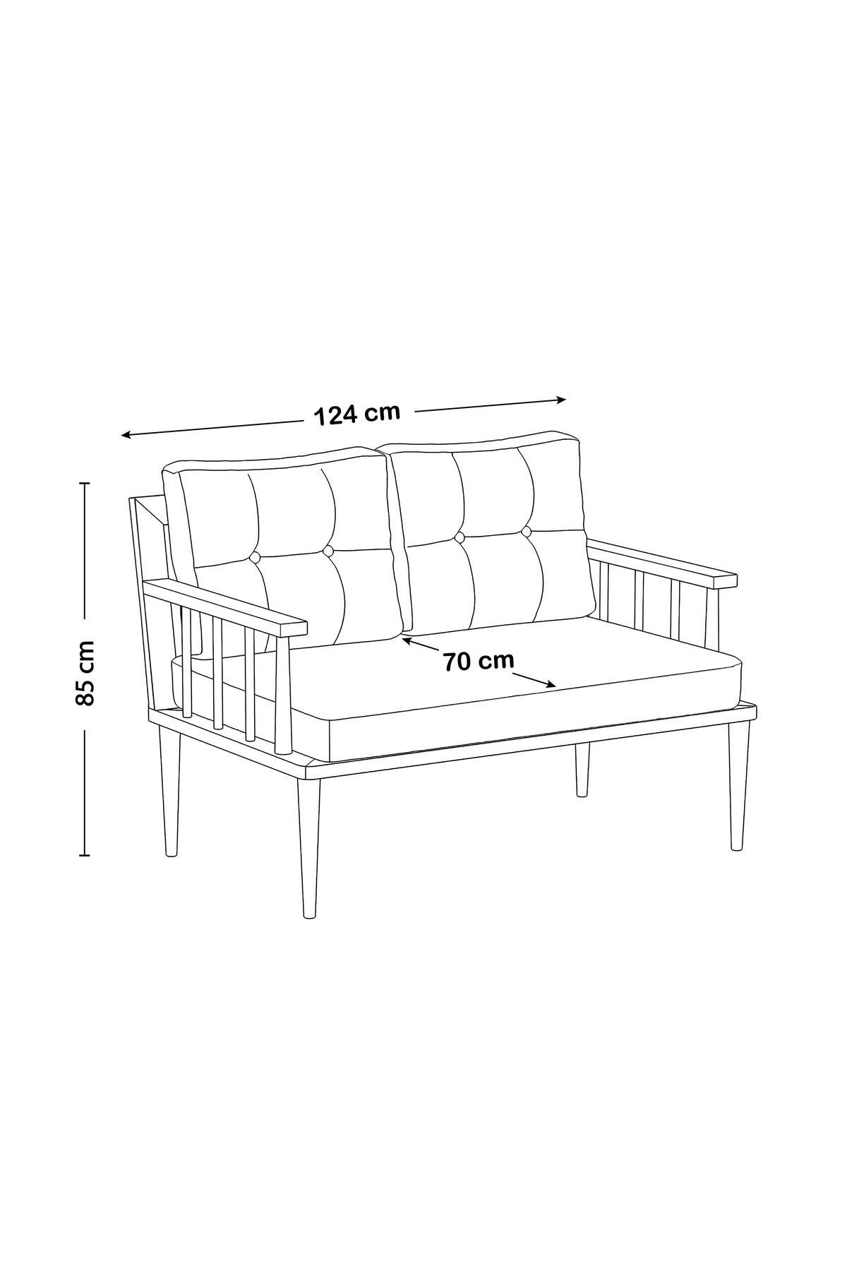 Preda Serisi Masif Fırınlanmış Gürgen Ahşap Bahçe Balkon Takımı 2+Masa-5