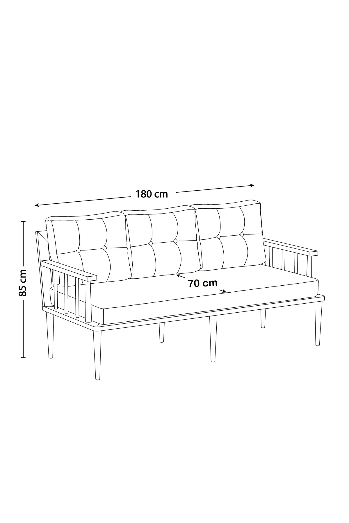 Preda Serisi Masif Fırınlanmış Gürgen Ahşap Bahçe Balkon Takımı 3+3+1+1+Masa-6