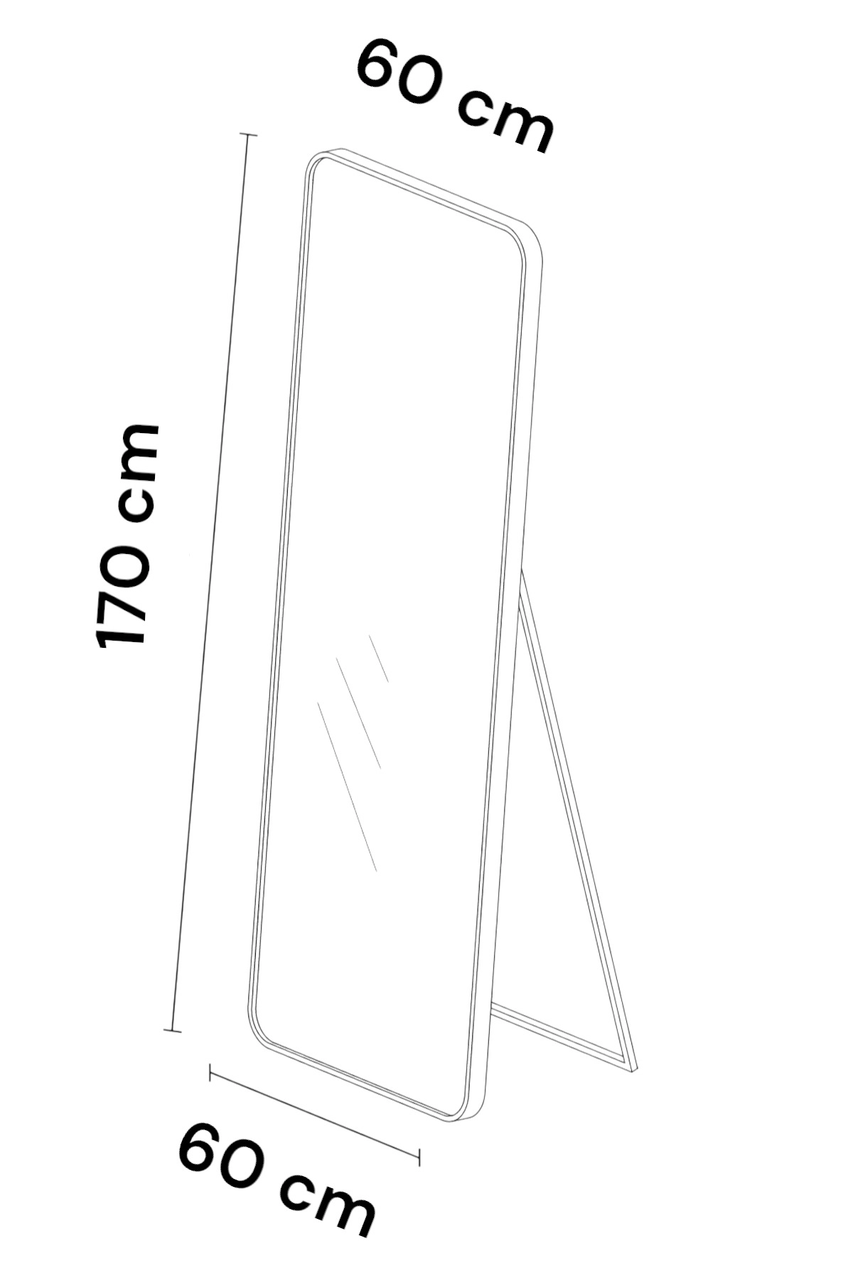 Raven Oval Kesim Modern Metal Ayaklı Boy Aynası 170 x 60-2