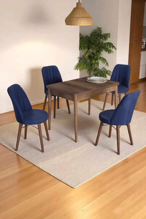 4 Kişilik Sabit Masa Sandalye Takımı 70x110 Cm Mutfak Masası Takımı Yemek Masası Masa Takımı