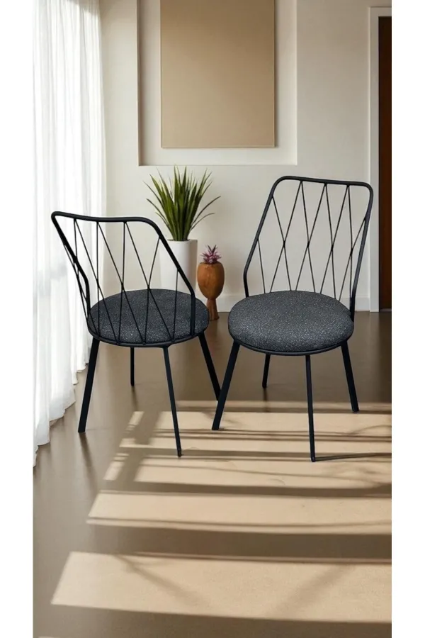 6 Adet Beyaz Yıldız Metal Tel Sandalye Mutfak Cafe Sandalyesi