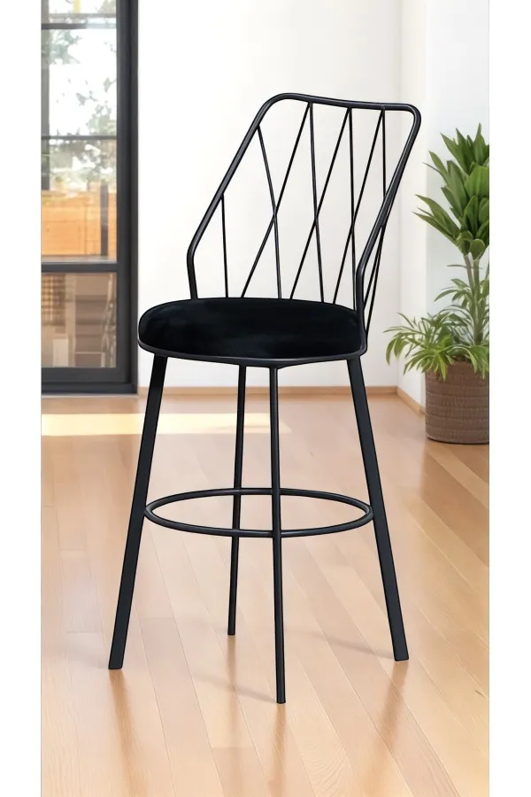 6 Adet Yıldız Bar Sandalyesi Yüksek Oturumlu Sandalye