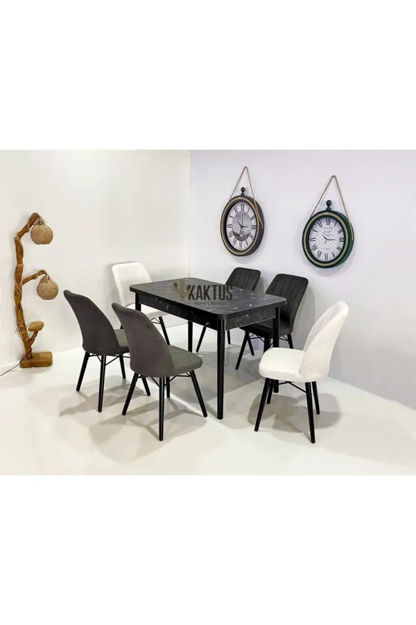 6 Kişilik Açılır Masa Sandalye Takımı Mutfak Masası Takımı Salon Masası Yemek Masası Masa Takımı