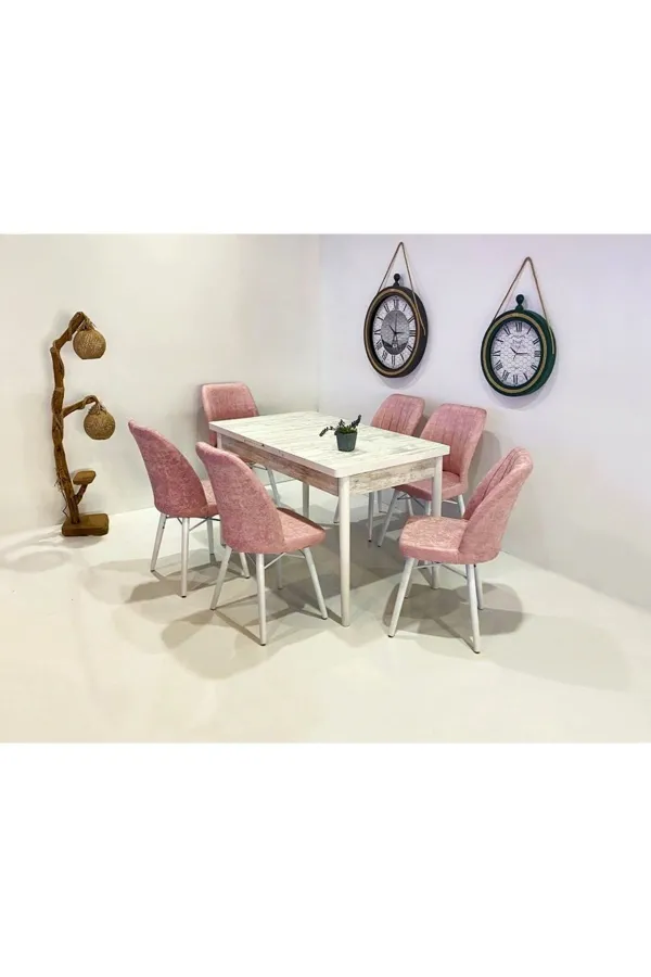 6 Kişilik Açılır Masa Sandalye Takımı Mutfak Masası Takımı Salon Masası Yemek Masası Masa Takımı