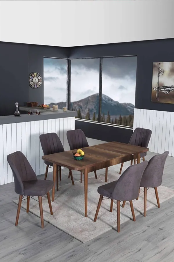6 Kişilik Açılır Masa Sandalye Takımı Mutfak Masası Takımı Salon Masası Yemek Masası Masa Takımı
