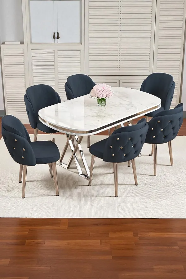 6'lı Mutfak Sandalyesi Salon Sandalyesi Yemek Odası Sandalyesi Papel Sandalye Baby Face