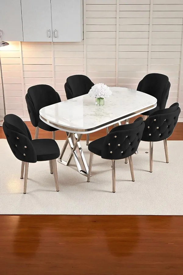 6'lı Mutfak Sandalyesi Salon Sandalyesi Yemek Odası Sandalyesi Papel Sandalye Baby Face