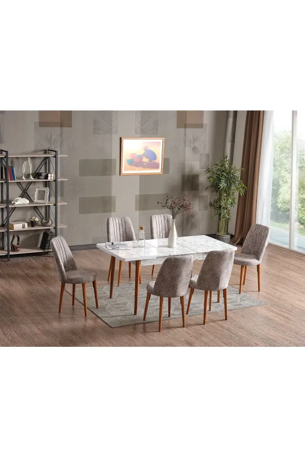 80x130(KAPALI) 80x170(AÇIK) Yemek Odası Takımı Mutfak Masası Takımı Yemek Masası 6 Kişilik