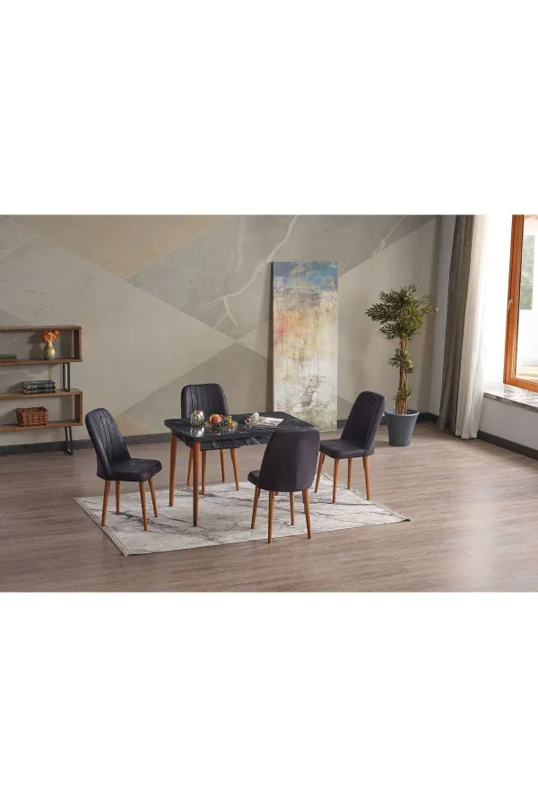 Gözde Sabit 4 Kişilik Mutfak Masası Takımı Yemek Masası Takımı