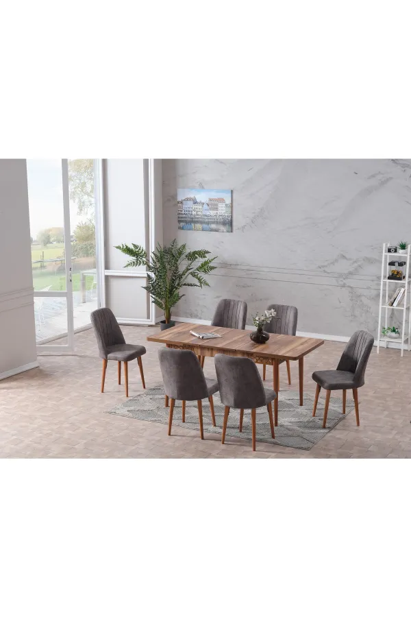 Lale Açılır 6 Kişilik Mutfak Masası Takımı Yemek Masası Takımı