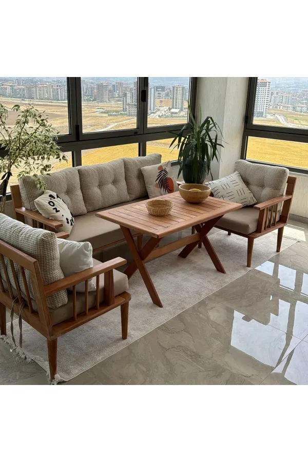 Masif Ahşap Bahçe Balkon takımı MASA YOK