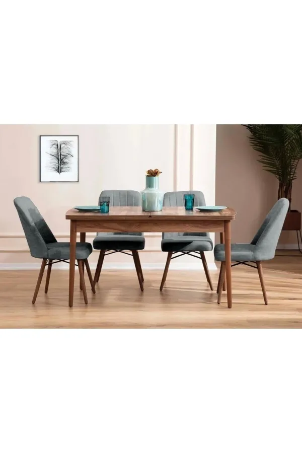 Mutfak Masası Takımı | 4 Kişilik Açılır Masa Sandalye Takımı | Yemek Masası | Masa Takımı - Gri