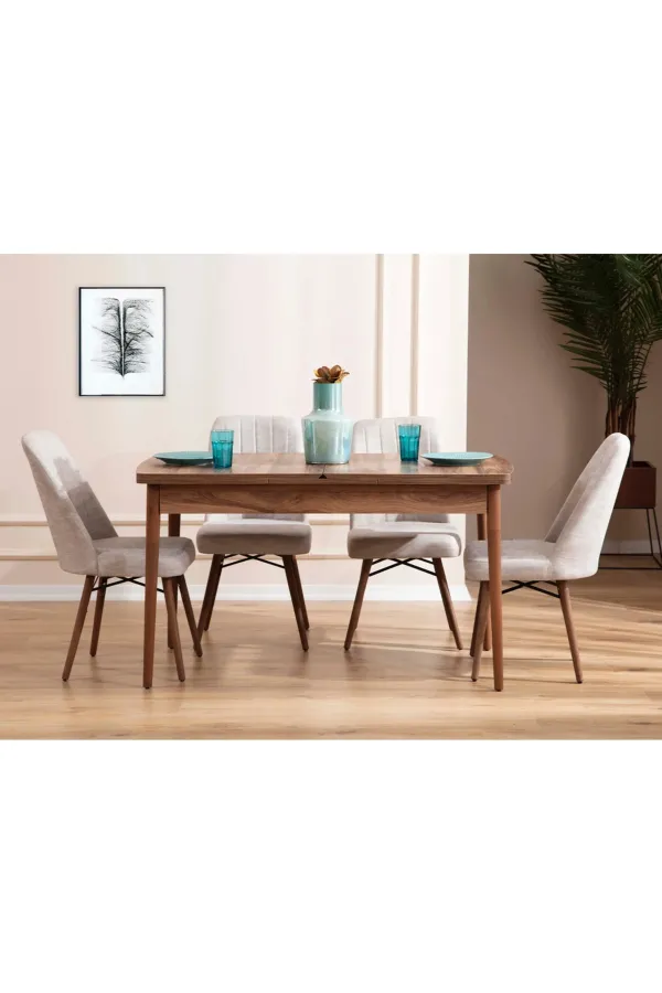 Mutfak Masası Takımı | 4 Kişilik Açılır Masa Sandalye Takımı | Yemek Masası | Masa Takımı - Krem