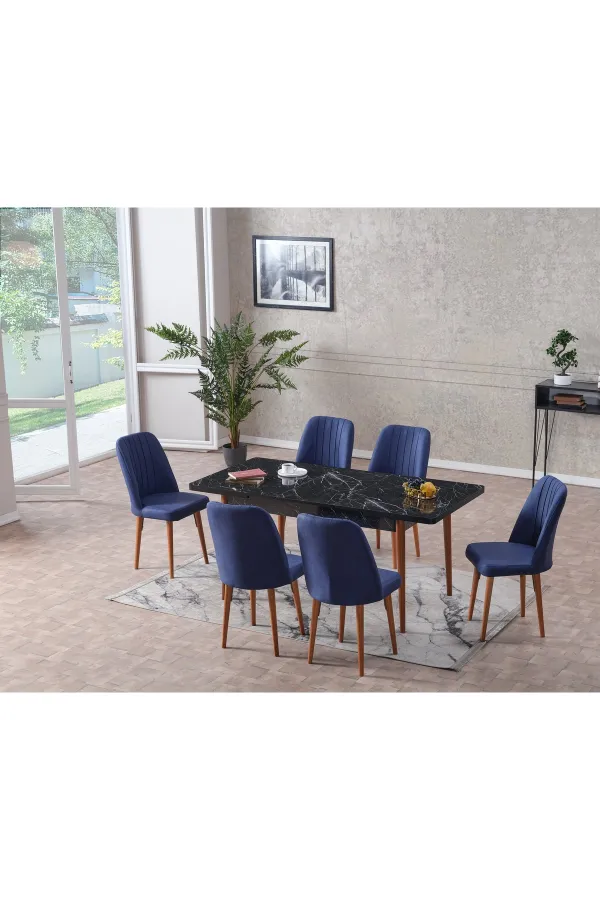 Oya Açılır 6 Kişilik Mutfak Masası Takımı Yemek Masası Takımı