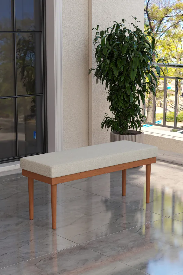 Preda Serisi Masif Fırınlanmış Gürgen Ahşap Bahçe Balkon Takımı Bench