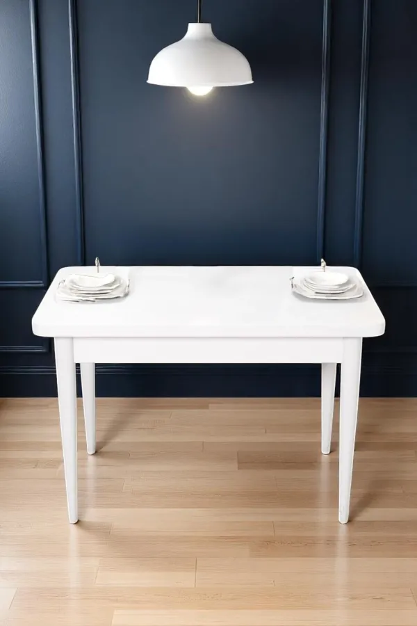 Tina Serisi Beyaz 70 x 110 Suntalam Ahşap Ayaklı Kaliteli Sabit Yemek Masası