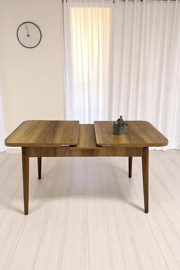 Vilte Serisi 80 x 132 Açılabilen Ceviz Desen Sunta Mutfak Masası, Yemek Masası Metal Ayak