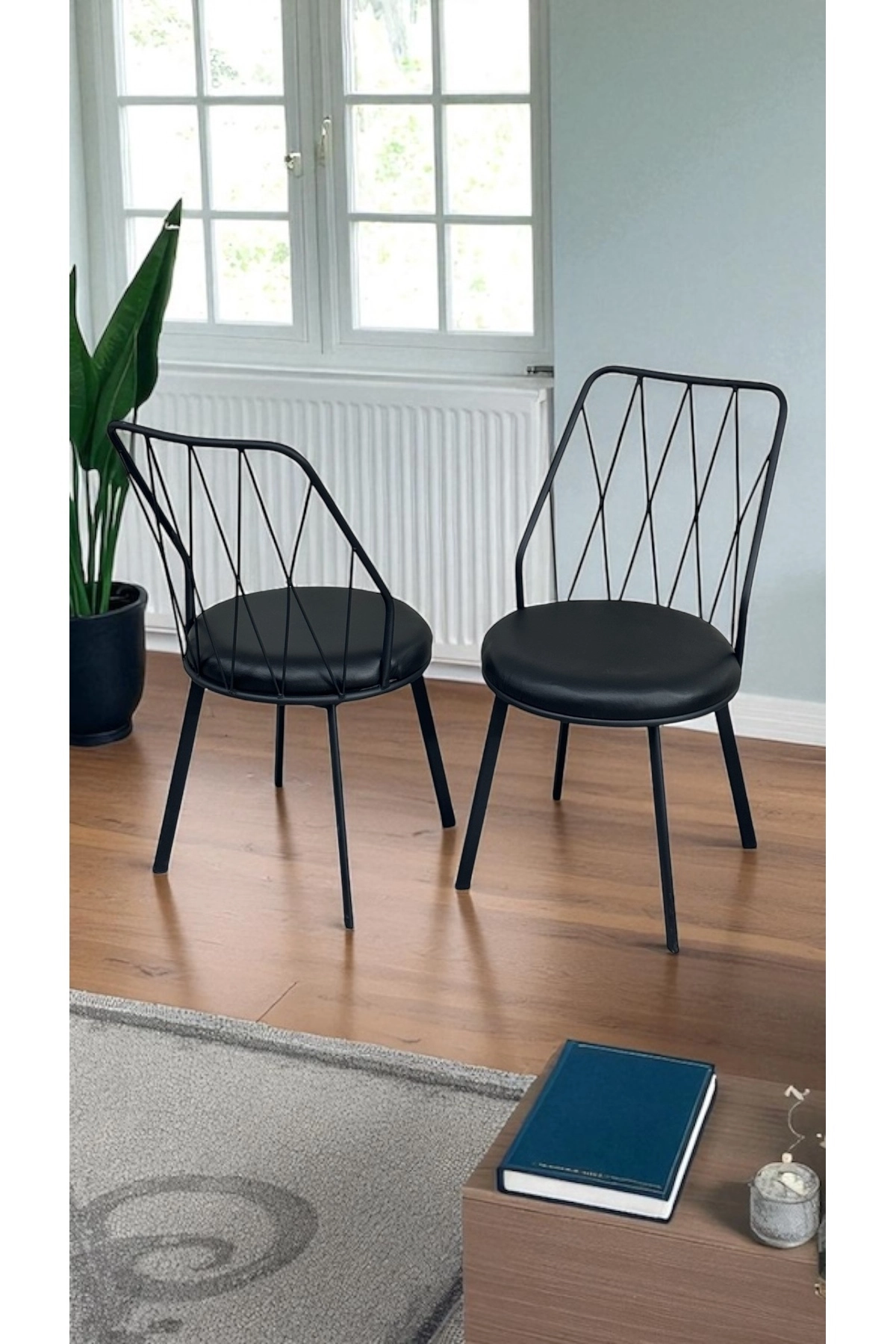 Siyah Yıldız Metal Tel Sandalye Mutfak Cafe Sandalyesi-1