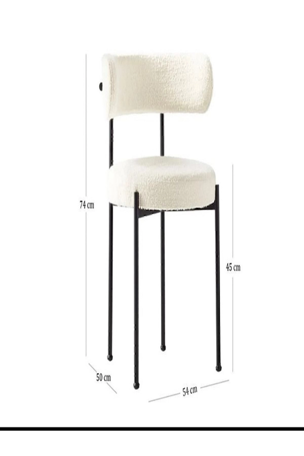 Teddy Mutfak Masa Takımı | 4 Sandalye - 1 Adet 90 X 90 Masa - Pufuduk Teddy Kumaş - Beyaz Renk-3