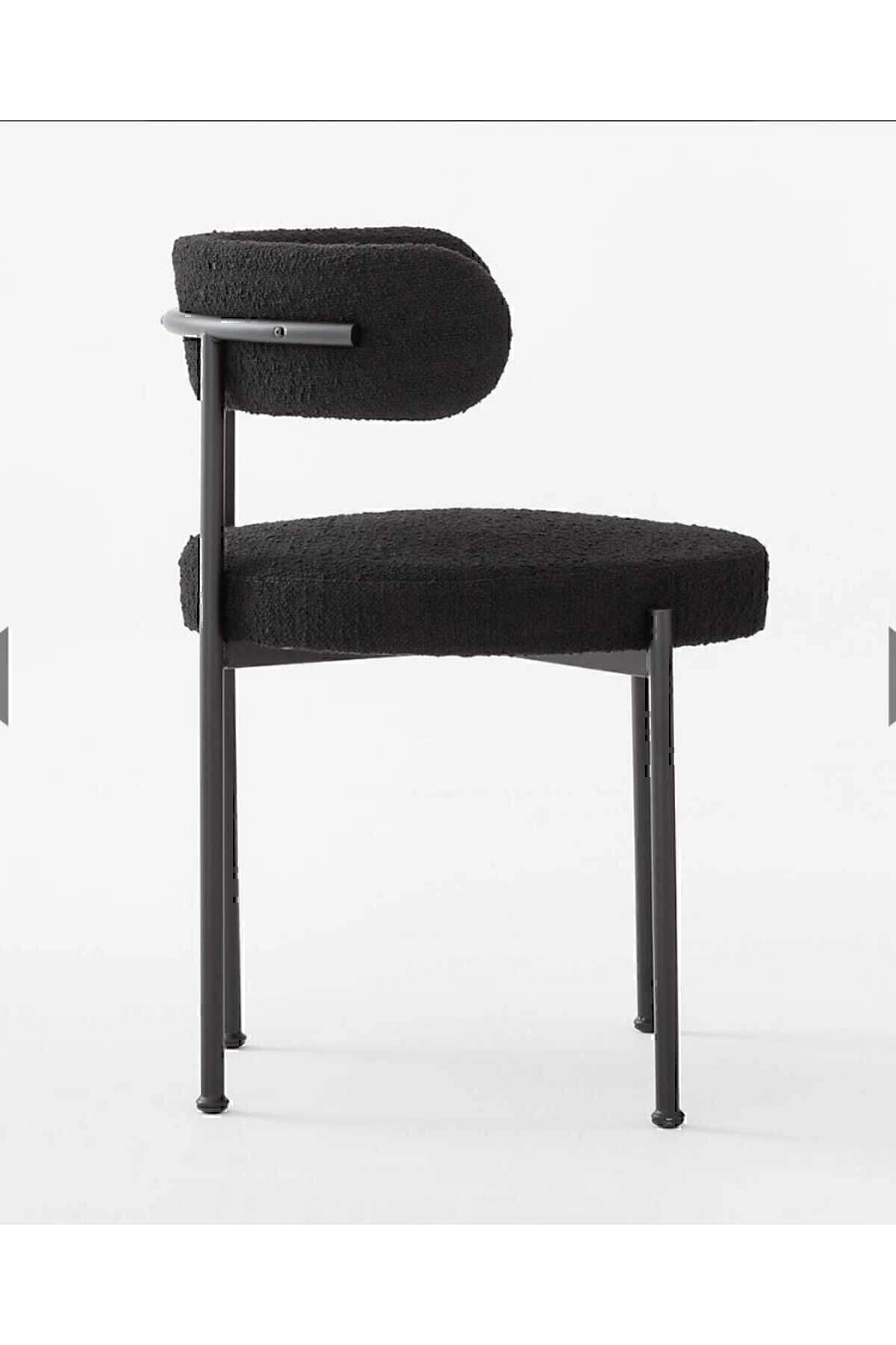 Teddy Mutfak Masa Takımı | 4 Sandalye - 1 Adet 90 X 90 Masa - Pufuduk Teddy Kumaş - Siyah Renk-2