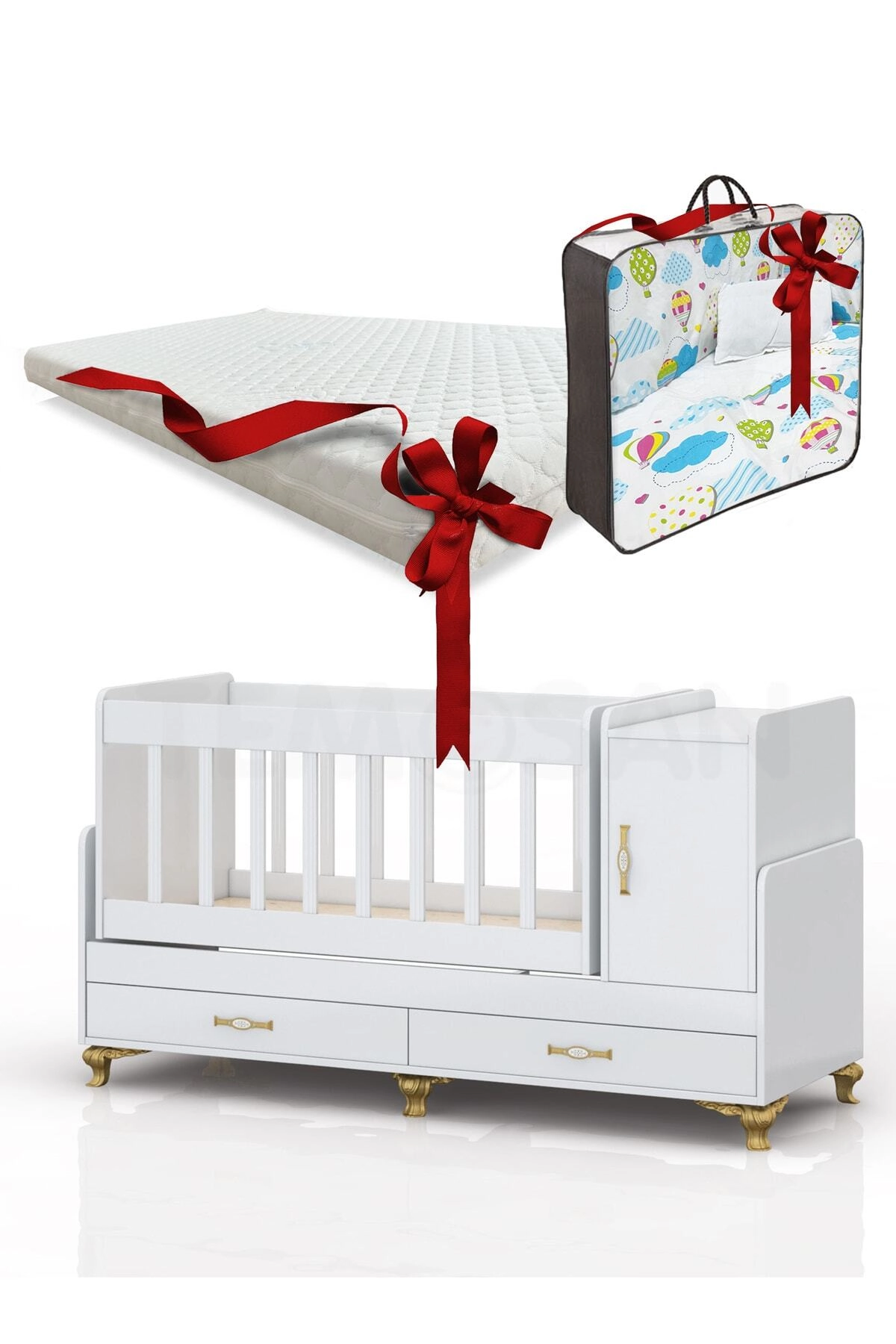 Uyku Setli, Yataklı, Mdf Korkuluklu, Anne Yanı, Dolaplı, Çekmeceli, Büyüyen, Sallanır Beşik-4