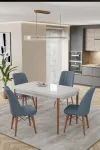 80x170CM Mutfak Masası Takımı | 4 Kişilik Açılır Masa Sandalye Takımı -Yemek Odası - Beyaz - Solo Gri