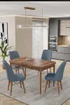 80x170CM Mutfak Masası Takımı | 4 Kişilik Açılır Masa Sandalye Takımı -Yemek Odası - Ceviz - Solo Gri