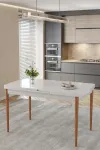 80x170CM Mutfak Masası Takımı | 4 Kişilik Açılır Masa Sandalye Takımı -Yemek Odası-MDF - BEYAZ MASA - GRİ-3