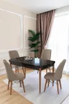 80x170CM Mutfak Masası Takımı | 4 Kişilik Açılır Masa Sandalye Takımı -Yemek Odası-MDF
