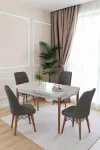 80x170CM Mutfak Masası Takımı | 4 Kişilik Açılır Masa Sandalye Takımı -Yemek Odası-MDF - Beyaz - Antrasit