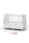 Anne Yanı Sallanır Bebek Beşiği, Mavi Uyku Setli, Yataklı, Çekmeceli 60 x 120-1