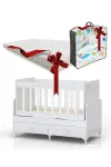 Anne Yanı Sallanır Bebek Beşiği, Sarı Uyku Setli, Yataklı, Çekmeceli 60 x 120