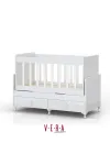 Anne Yanı Sallanır Bebek Beşiği, Sarı Uyku Setli, Yataklı, Çekmeceli 60 x 120-1