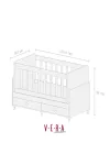 Anne Yanı Sallanır Bebek Beşiği, Sarı Uyku Setli, Yataklı, Çekmeceli 60 x 120-3